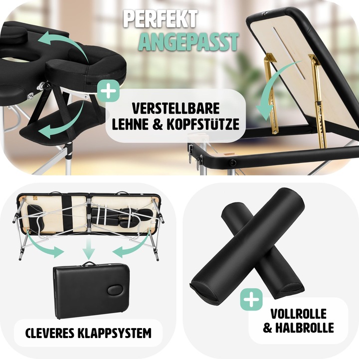 Immagine prodotto tectake Lettino per massaggi a 3 zone con schienale e bolster