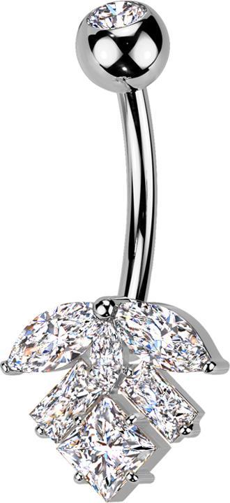 Actual product image Star Piercing Banane silber mit Kugel Kristall silber und Blatt Kristall silber (Brass, Titanium)