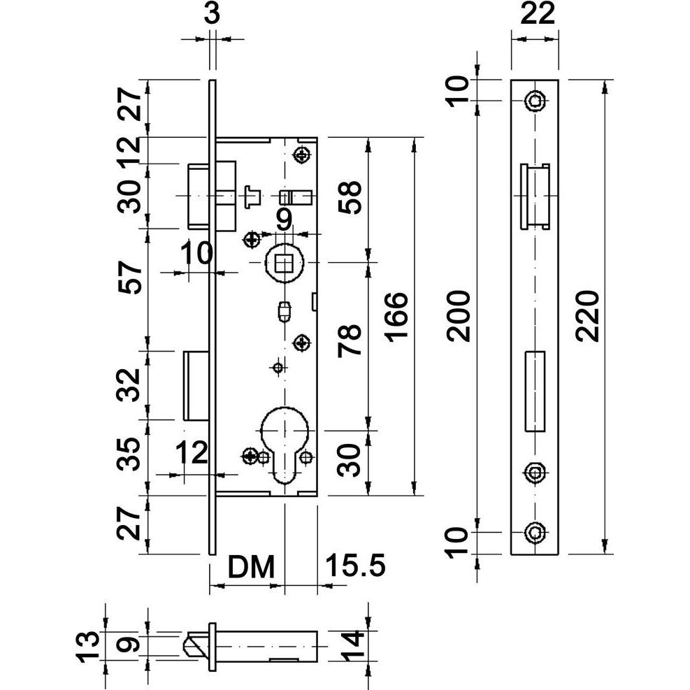 Thumbnail - MSL, Türschloss + Schliesszylinder, Rohrrahmen-Einsteckschloss PORTA 1921 (Einsteckschloss)