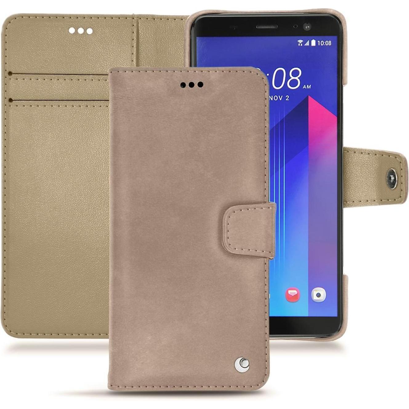 Noreve Lederschutzhülle Wallet (HTC U11+), Smartphone Hülle, Beige