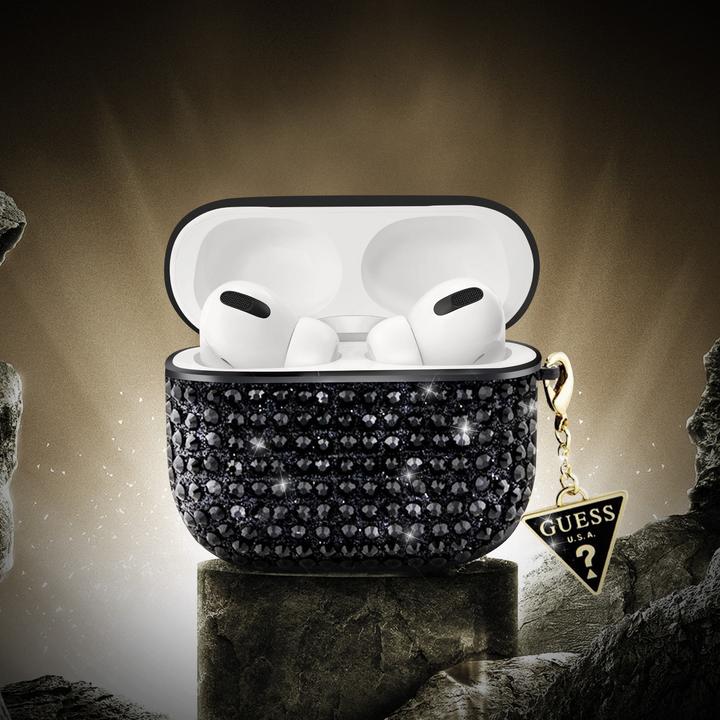 Image du produit Guess GUAPHDGTPK Coque AirPods Pro czarny/black Rhinestone Triangle Charm (Manchon pour casque d'écoute)