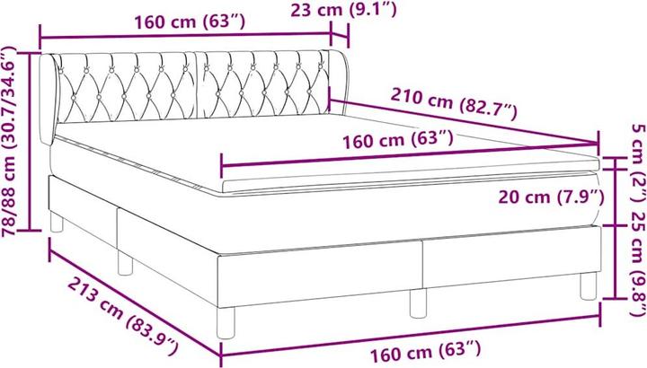 Produktbild vidaXL Boxspringbett (160 x 210 cm)