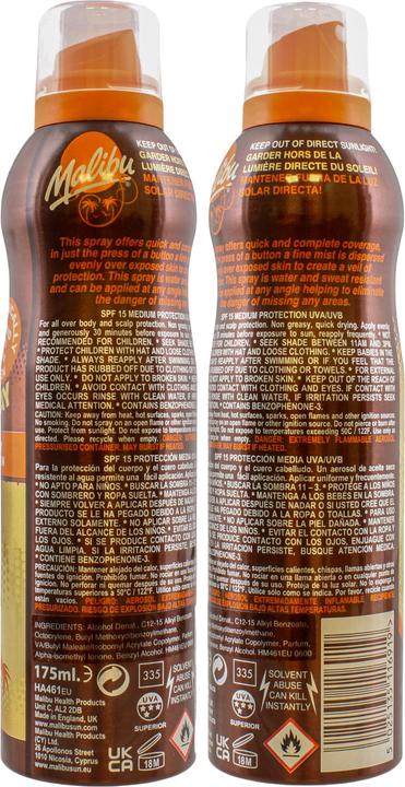Actual product image Malibu Continuous Spray Dry Oil (Sun spray, Suntan oil, SPF 15, 175 ml)