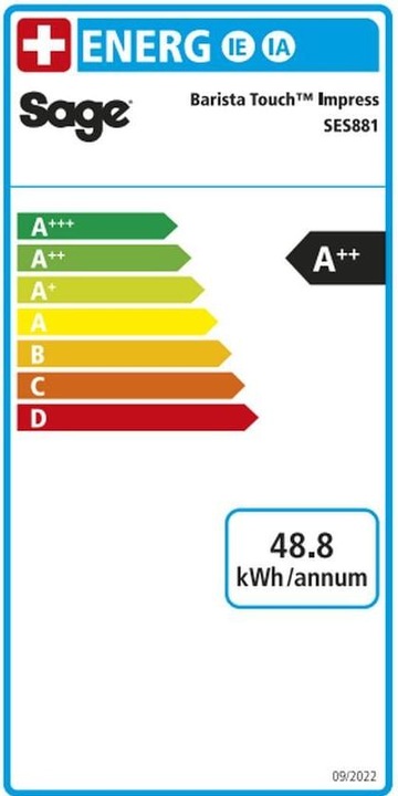 Energy Label Sage the Barista Touch Impress (CH plug)