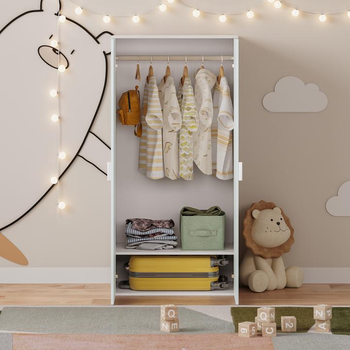Image du produit En.Casa Kinderkleiderschrank Sandnes 123x60x40 cm Weiss/Mintgrün (60 cm)