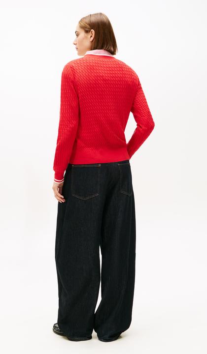Produktbild Tommy Hilfiger Kabelfein GG V-Ausschnitt Langarmpullover (S)