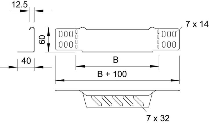 Actual product image OBO Bettermann OBO RWEB 615 A2 Reducing bracket/ end termination for cable tray 60x150 (Cable hole, 6 cm)