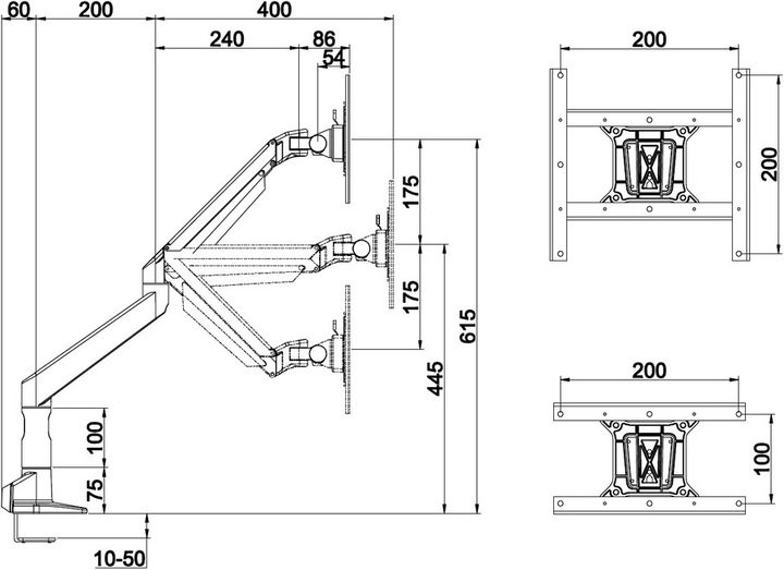 Actual product image Multibrackets Throttle joint W+T holder (Table, 49")