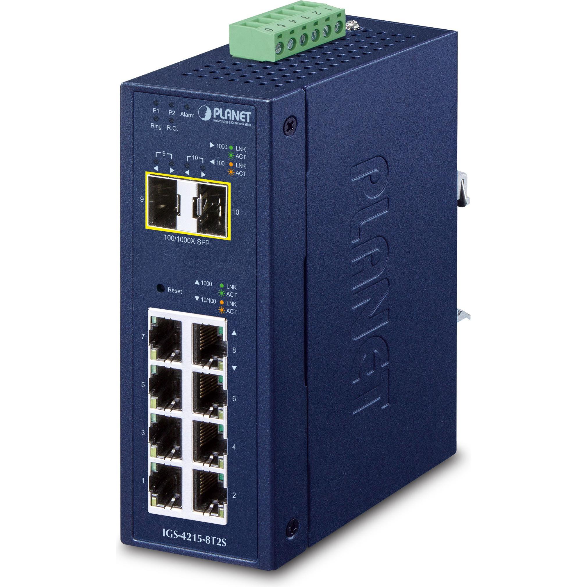 Thumbnail - Planet IP30 Industrial L2/L4 8-Port (8 Ports), Netzwerk Switch, Blau