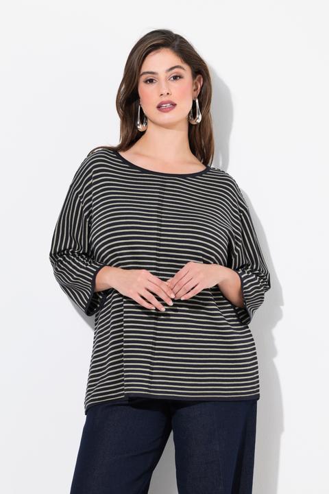 Immagine prodotto Ulla Popken Maglione dal taglio oversize con righe, scollo rotondo e maniche a 3/4 (58)