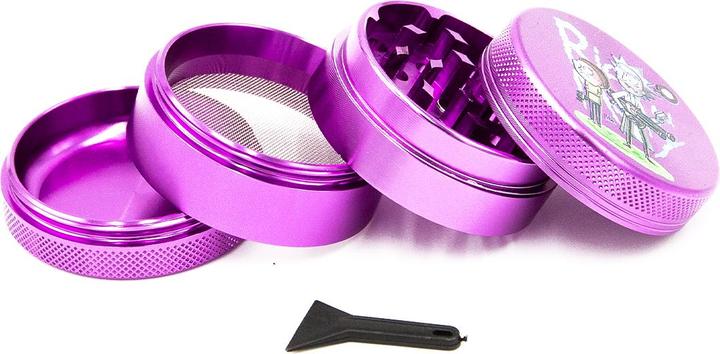 Actual product image BestV Rick and Morty Aluminium Grinder Purple 4 Parts 50mm