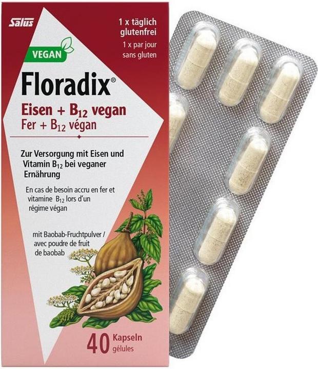 Produktbild Floradix Eisen und B 12 Vegan (40 Stück, Kapseln, 37 g)