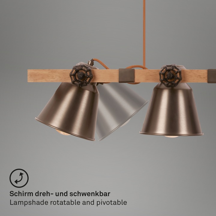 Produktbild Briloner Pendelleuchte, Holz, antik-grau, 4xE27/max. 40W exkl. (E27)