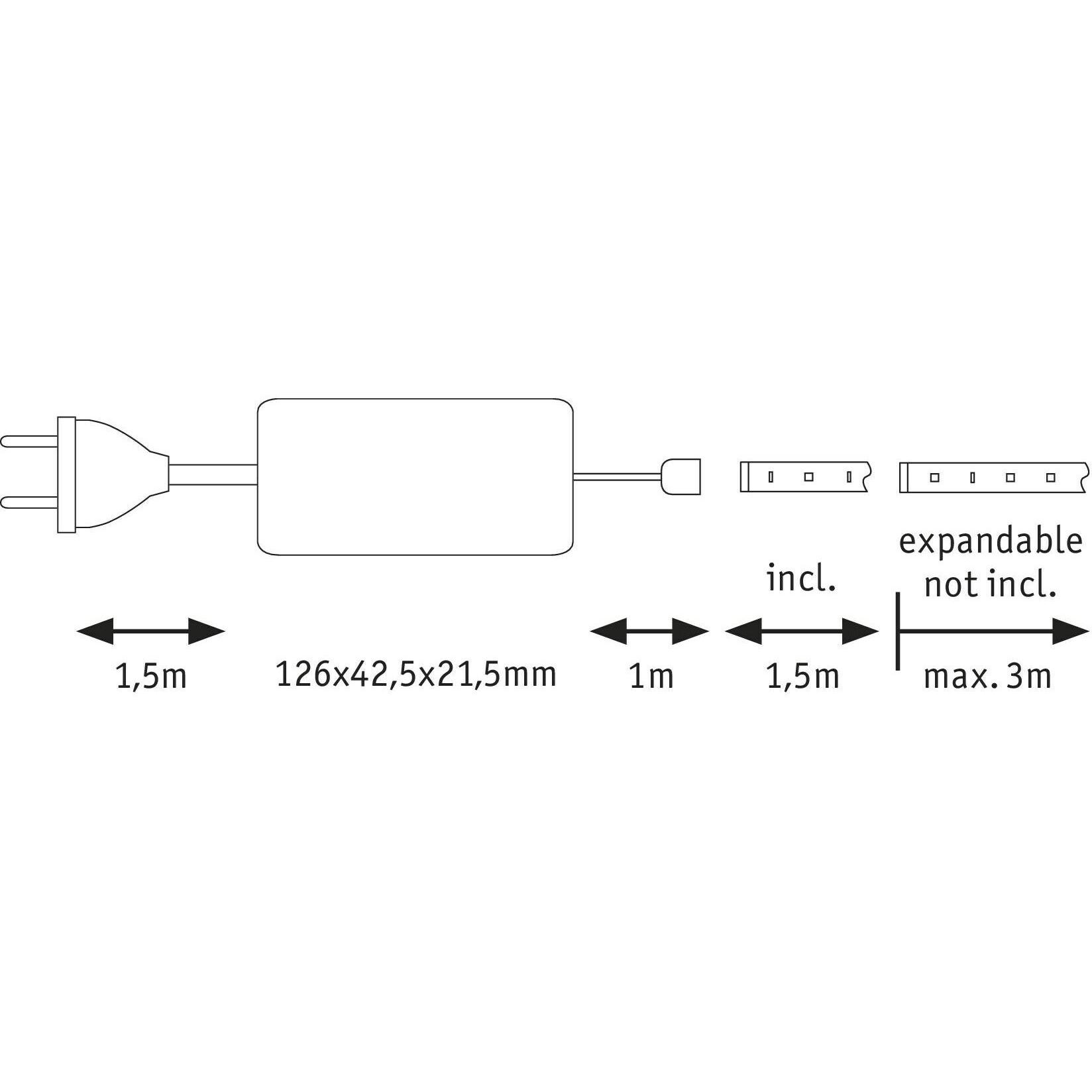 Thumbnail - Paulmann, LED Streifen, MaxLED 500 Stripe Set (Warmweiss, 150 cm, Indoor)
