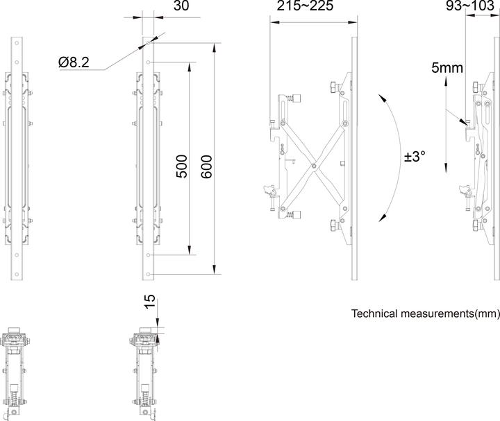 Image du produit Multibrackets Halter Push in Pop Out, 600mm, Metall, 2Stk (Cadres support AV)