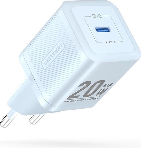 Actual product image Vention Wall charger,, FEPL0-EU, USB-C, 20W, GaN (blue) (20 W, 1 portion)