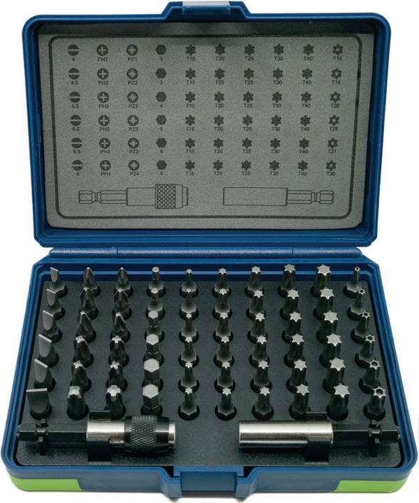 Actual product image Neriox Bit set 62-piece (Hexagon socket TX M20, Hexagon socket TX M30, Hexagon socket TX M10, Hexagon socket TX M15, Hexagon socket TX M25, Hexagon socket TX M40, Cross Phillips PH M1, Cross Phillips PH M2, Cross Pozidriv PZ M1, Cross Pozidriv PZ M2, Cross Phillips PH M3, Cross Pozidriv PZ M3, Cross Phillips PH M4)