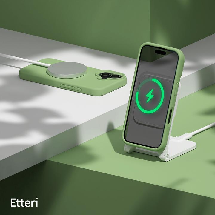 Actual product image Etteri Silicone Mag case for iPhone 16 6,1" light green (Apple iPhone 16)