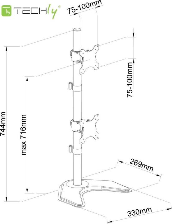Produktbild Techly Schreibtischhalterung für LCD TV LED 13 27 Standfuss (Tisch, 27.01")