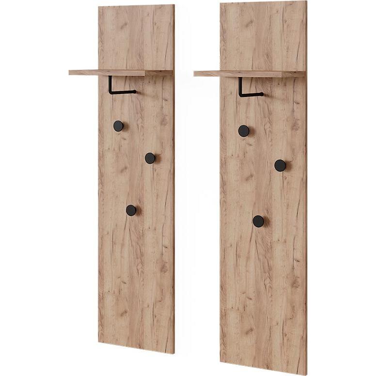 Thumbnail - Vicco, Garderobe + Kleiderhaken, Garderobe Niko, Goldkraft Eiche, Set mit 2 Wandgarderoben