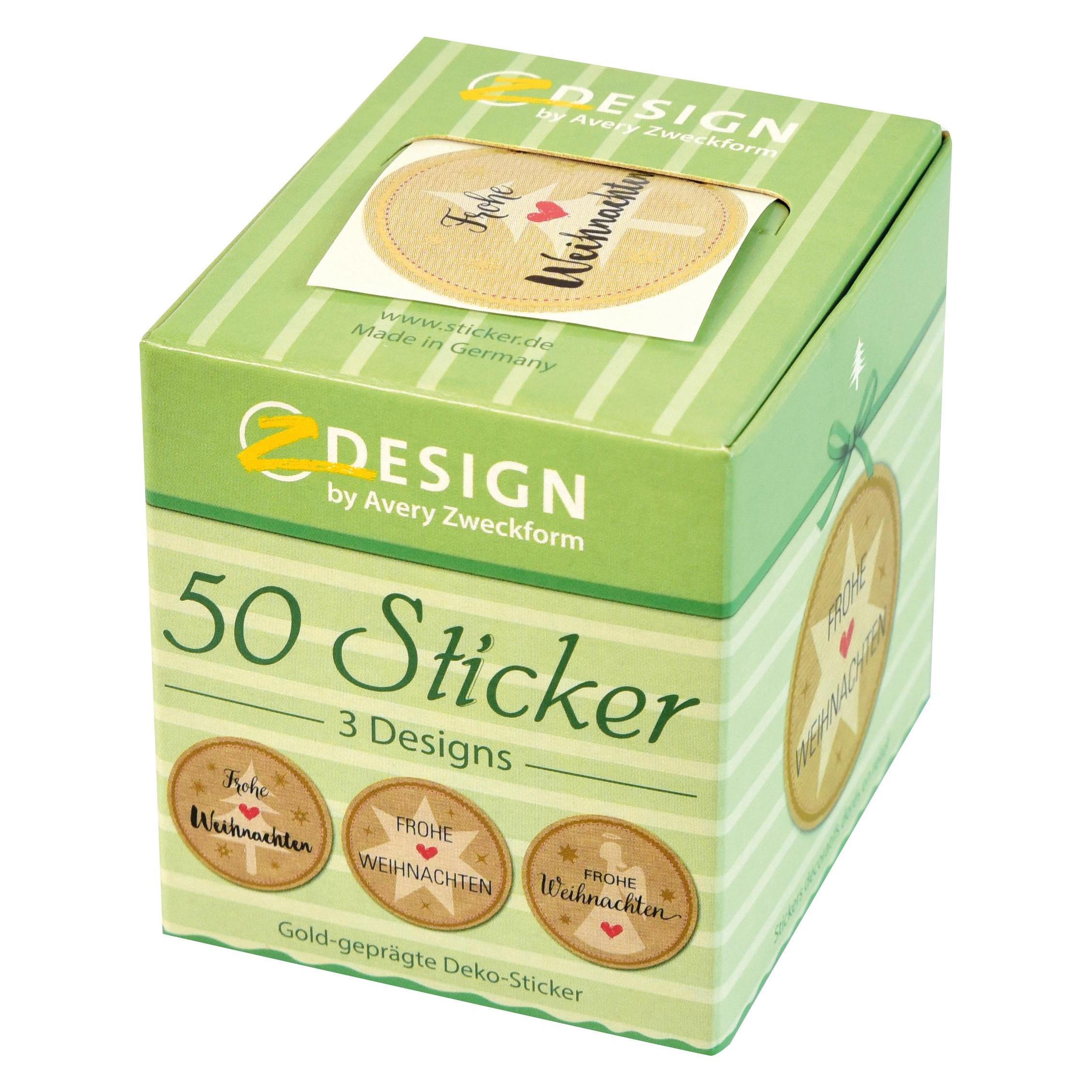 Avery, Stickers, Sticker op rol Vrolijk Kerstfeest 50 stuks Bruin/Goud (50 Sticker)