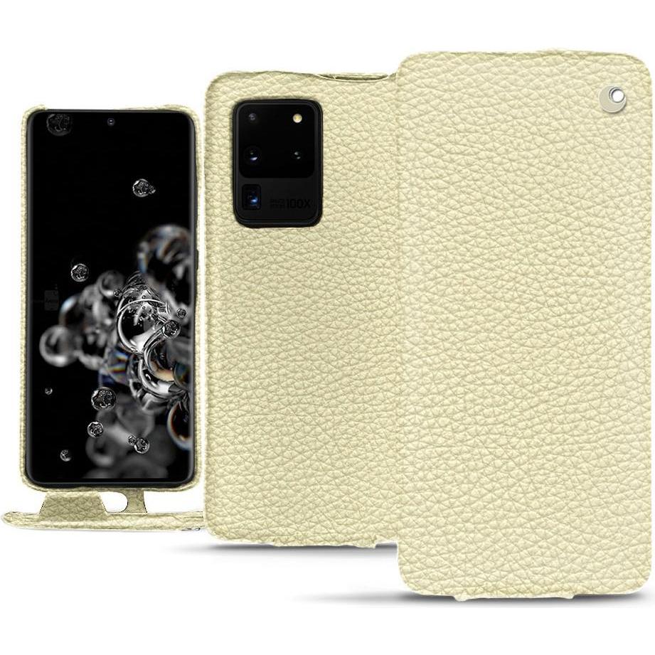 Noreve Lederschutzhülle vertikal (Samsung Galaxy S20 Ultra 5G), Smartphone Hülle, Weiss