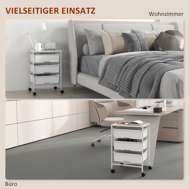 Image du produit Homcom Rollwagen Stahl, Kunststoff Weiss