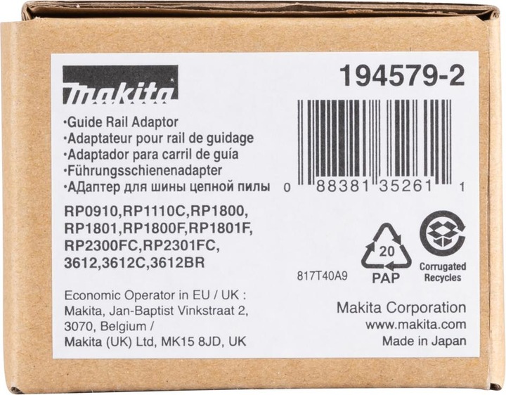 Actual product image Makita Adapter for guide rail (26.50 cm)