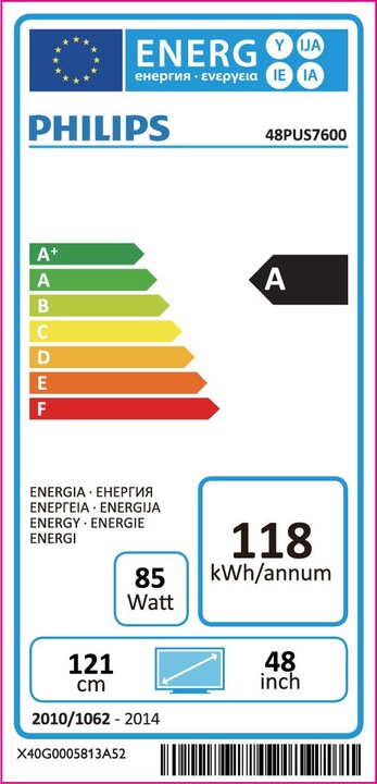 Energy Label Philips 48pus7600/12 (48", OLED, 4K)