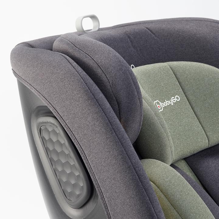 Actual product image BabyGo Move 360 Green child seat (Reboarder, ECE R129/i-Size Standard)