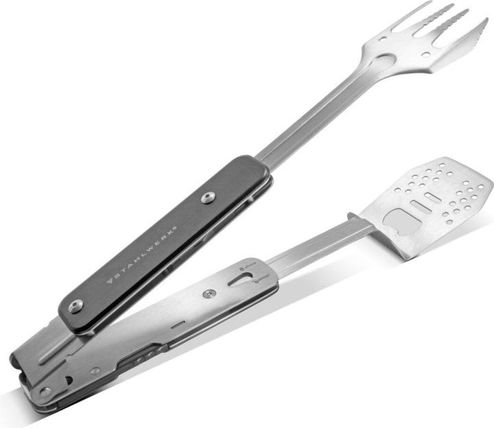 Actual product image Stahlwerk BBQ multitool barbecue set with barbecue tongs barbecue fork barbecue turner
