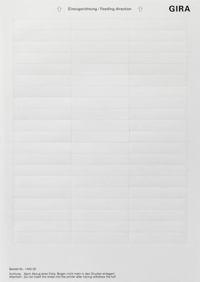 Actual product image Gira Labelling sheets 60.7 x 11.8 mm 145000