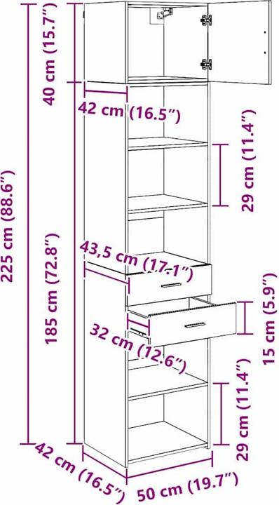 Image du produit vidaXL Moderner Hochschrank (42.50 x 50 x 225 cm)