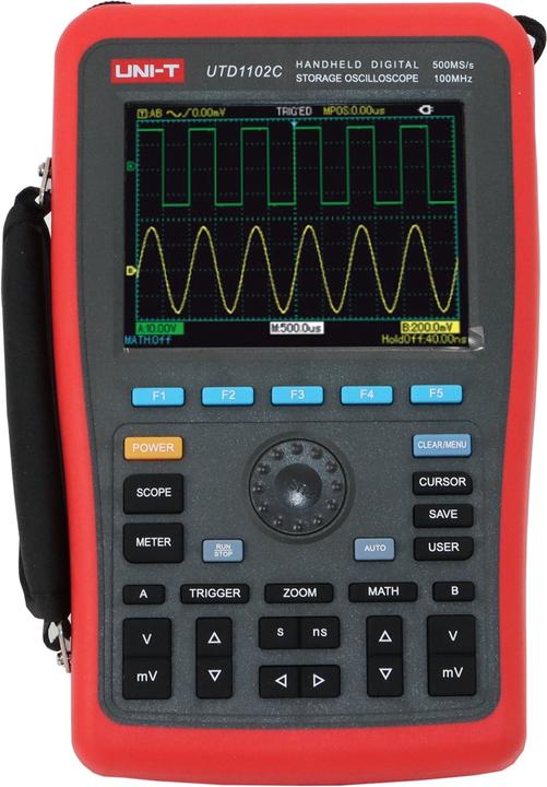 Produktbild Uni-T Handheld-Oszilloskop, UTD1102C, 100 MHz, 2 Kanal, 500 MSa/s