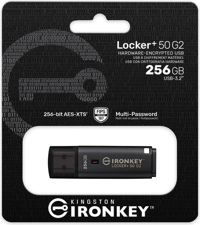 Produktbild Kingston IronKey Locker+ 50 G2/256GB/USB 3.2 Gen 1 (5Gb/s)/USB-A/Černá (256 GB, USB-A)