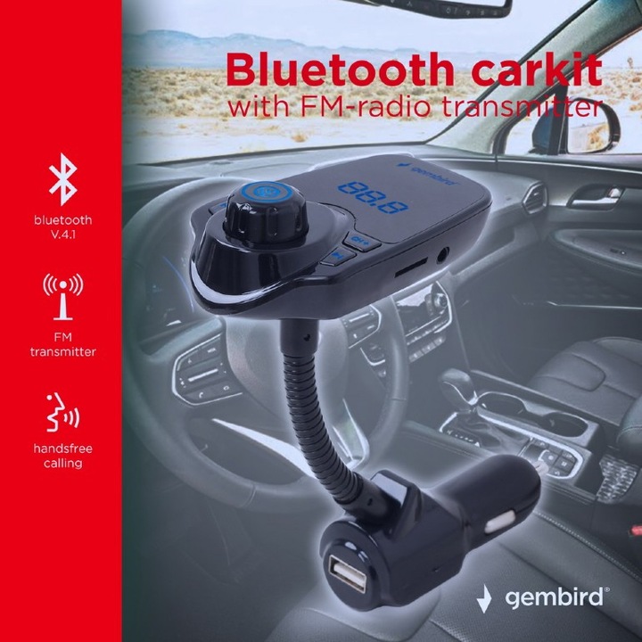 Immagine prodotto Gembird Kit auto Bluetooth con trasmettitore radio BTT-01