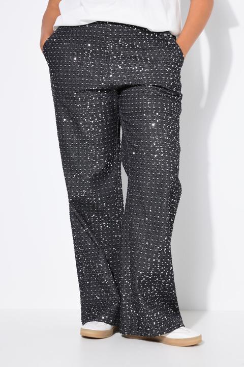Actual product image Studio Untold Sequined Denim Elastic Waist Jeans (48)