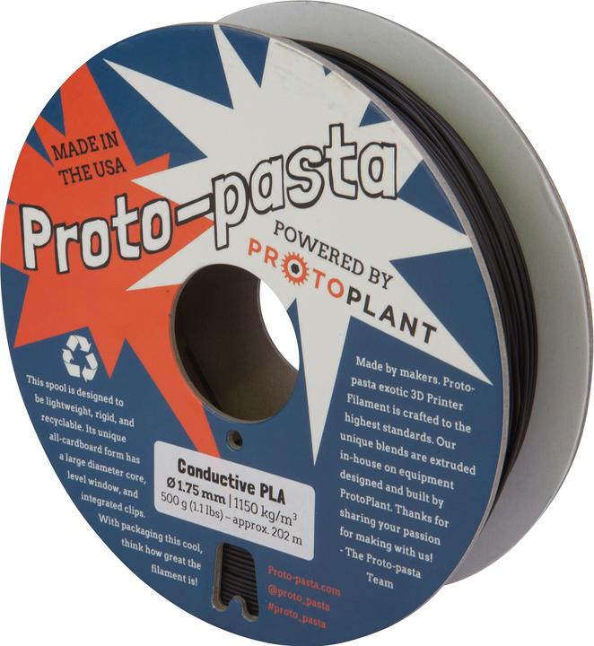 Actual product image Proto-pasta conductive PLA filament (PLA, 1.75 mm, 500 g, Grey)