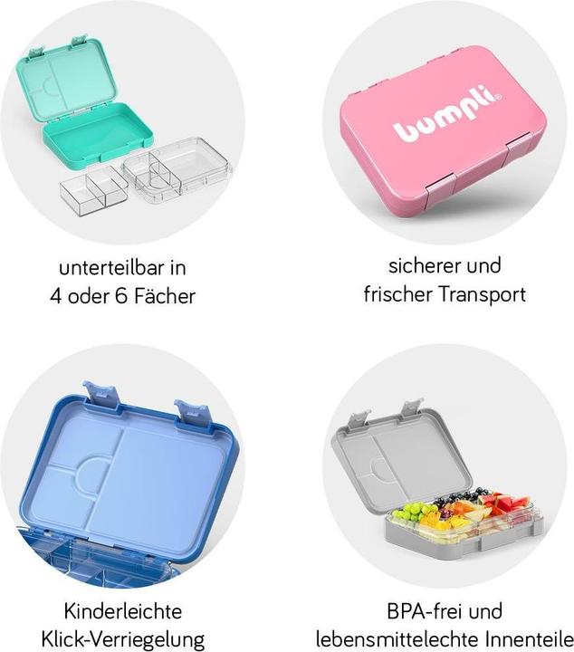 Produktbild Bumpli Lunchbox 6 Fächer Grau