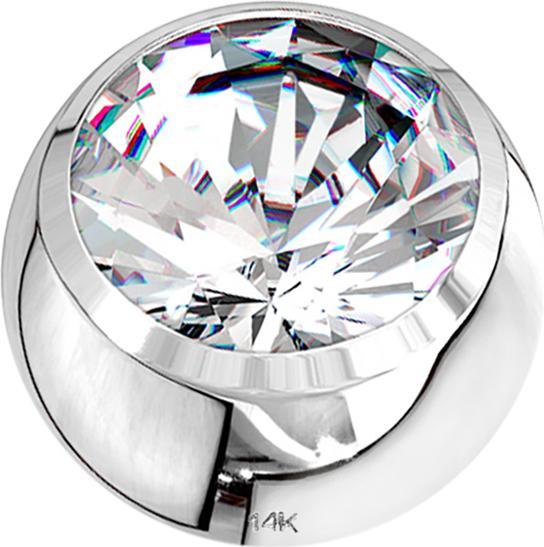 Immagine prodotto Star Piercing Micro sfera in oro bianco 14k con cristallo in argento (senza ottone, Oro 14k)