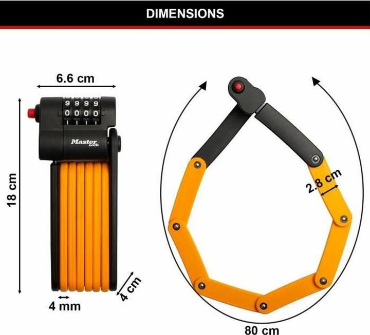 Actual product image Master Lock Folding lock with combination lock 8336EURDPRO (80 cm)