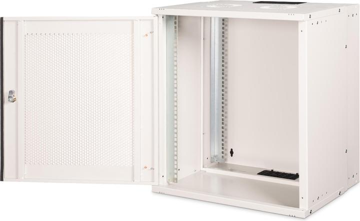 Produktbild Digitus 19" 12HE Wandgehäuse, SOHO PRO perforierte Tür, 595 x 540 x 400 mm, grau (10.86 HE, 19 Zoll Rack)