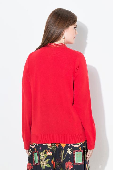 Immagine prodotto Ulla Popken Cardigan con fiori di raso, scollo a girocollo e maniche lunghe (50, 52)