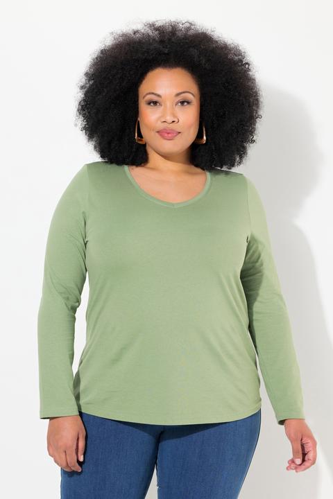 Produktbild Ulla Popken Shirt, Slim, V-Ausschnitt, Langarm (58)