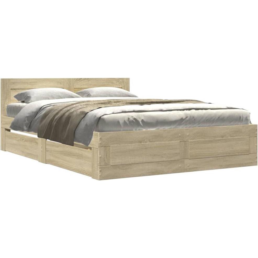 VidaXL, Bett, Bettgestell mit Kopfteil (140 x 190 cm)