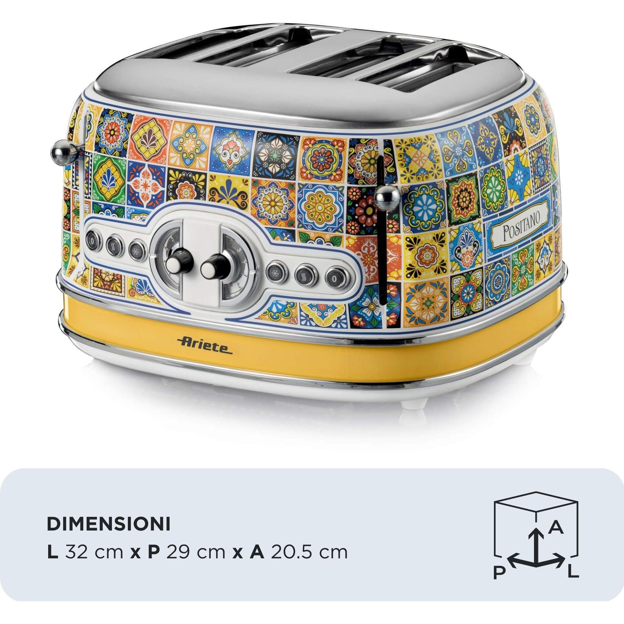 Ariete 156 Broodrooster Positano, Broodrooster, Veelkleurig, Blauw, Geel