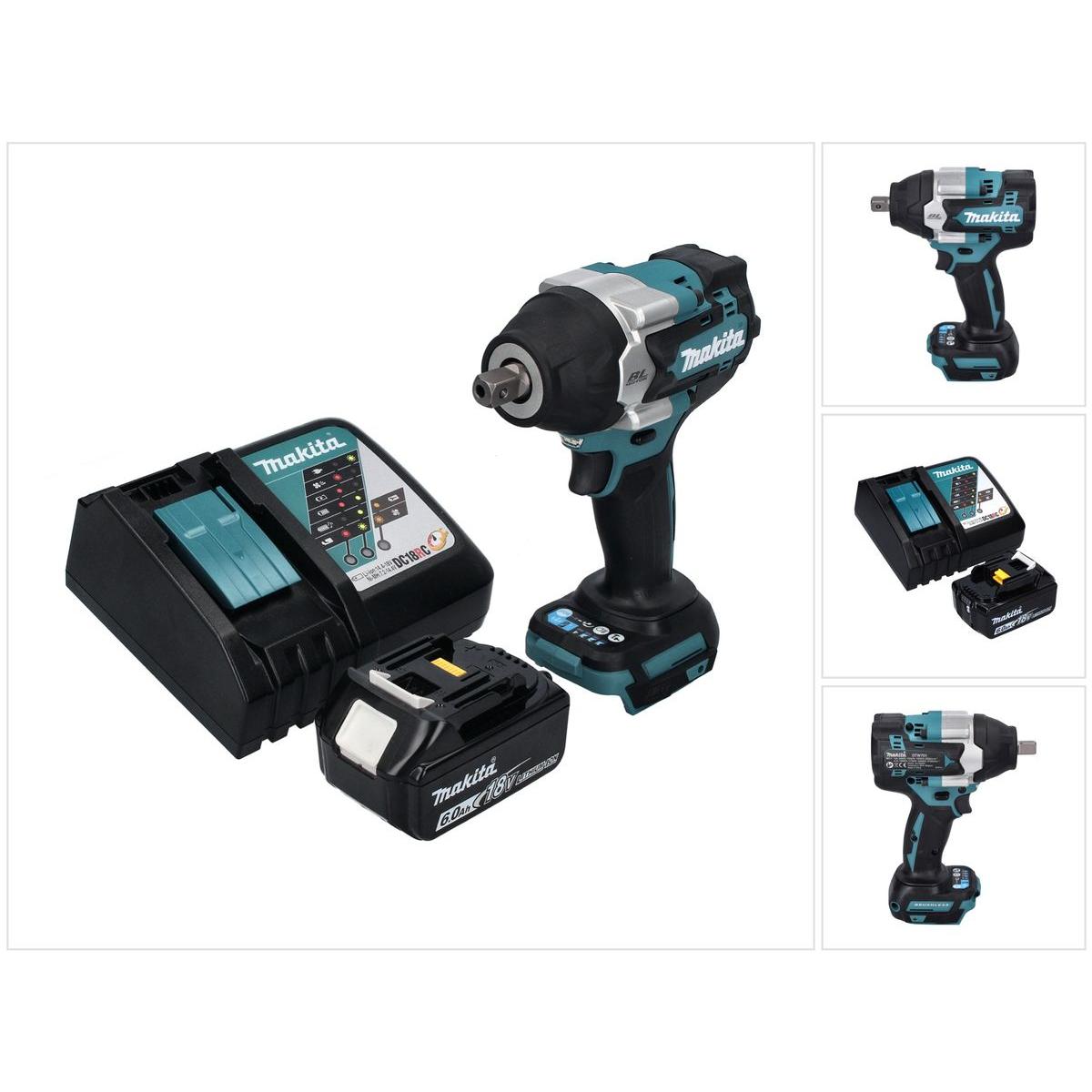 Makita, Bohrmaschine + Akkuschrauber, DTW 701 RG1 Akku Schlagschrauber 18 V 700 Nm 1/2" XPT Brushless + 1x Akku 6,0 Ah +...