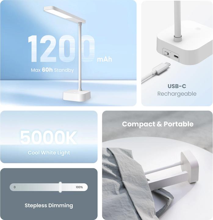 Immagine prodotto Yeelight Jasmine Rechargeable Desk Lamp –⁠⁠⁠⁠⁠⁠ YLYTD-0039 (150 lm)