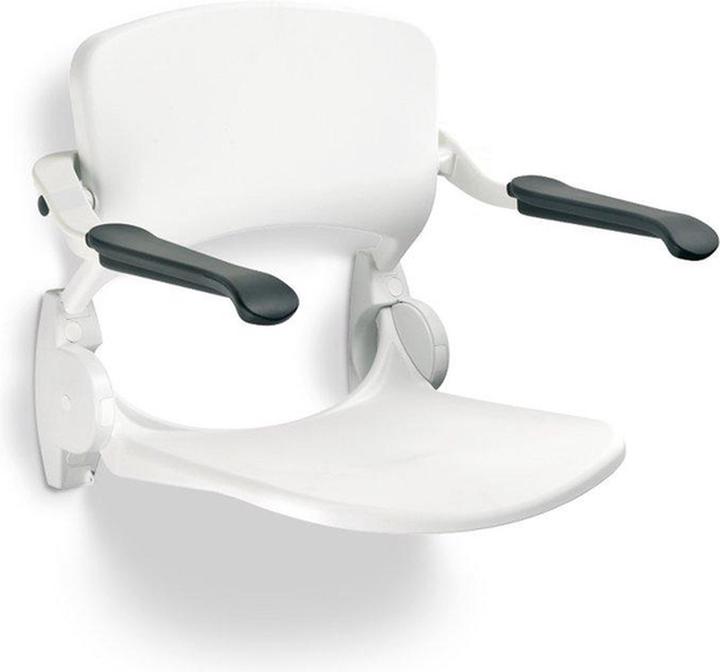 Handicare douchezitting+rug wit+armlegger