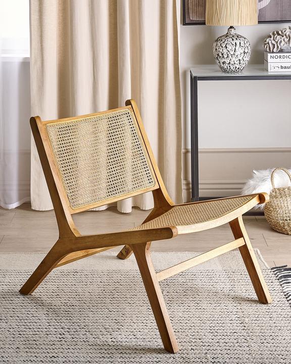 Produktbild Beliani Holzstuhl mit Rattangeflecht helles Holz MIDDLETOWN